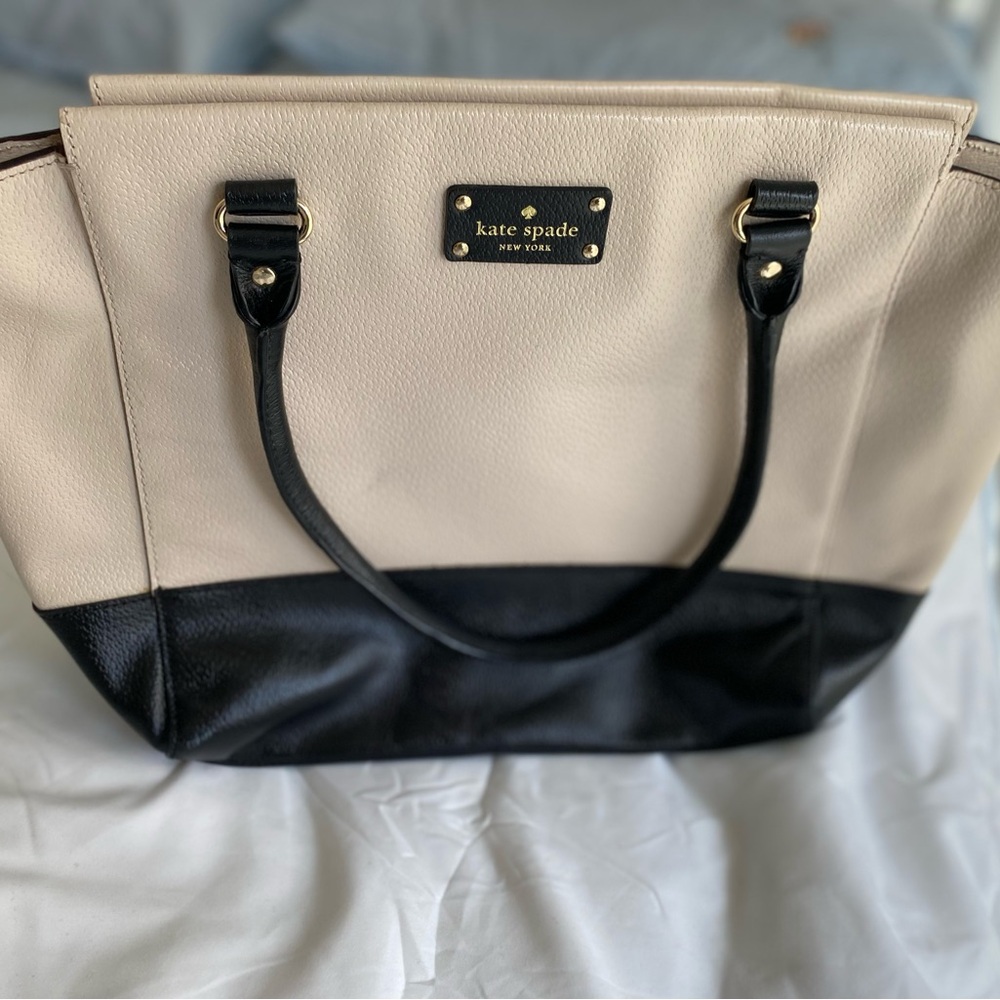 kate spade Cream and Black Colorblock Leather Tote